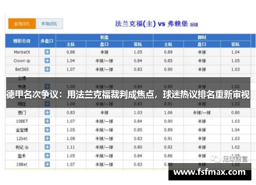 德甲名次争议：用法兰克福裁判成焦点，球迷热议排名重新审视